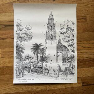 Gil McCue Lithograph "Museum of Man" Balboa Park, 20x16, Signed 121/300